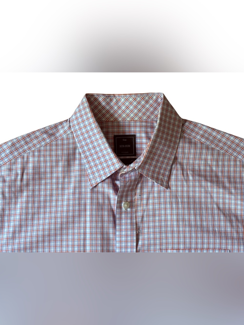 Gap Non-Iron Men's Blue & Red Plaid Button-Down Dress Shirt
